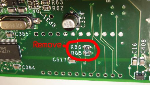 remove R85 and R86 from bottom of board